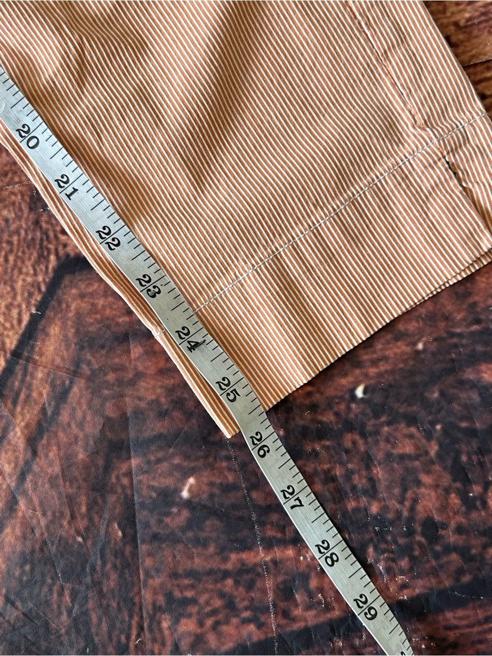 Paper Boy Anthropologie Tan Orange Striped Crop Pants Ankle Size 2 Linen Blend - Picture 9 of 12